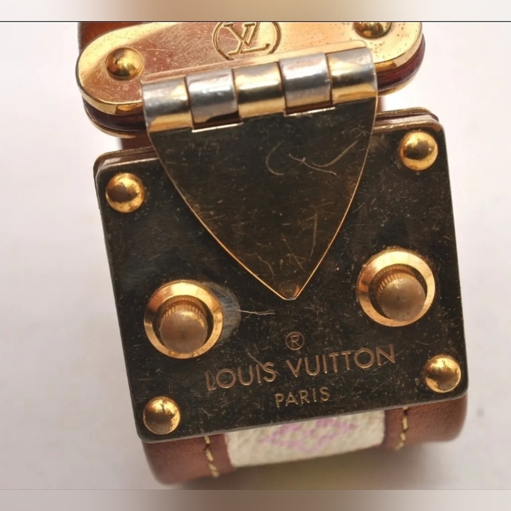Auth Louis Vuitton Multicolor Monogram White Leather BRACELET LV 7" - Picture 2 of 16
